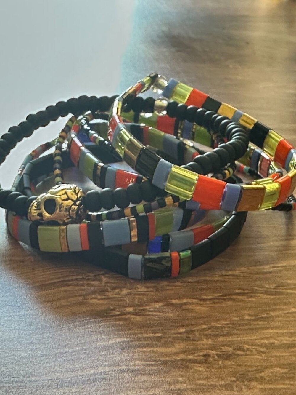 NEW Set of EIGHT (8) Handmade Stretch Bracelets Halloween-Adult Size